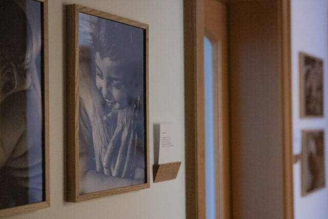 Mehrere Bilder an einer Wand.